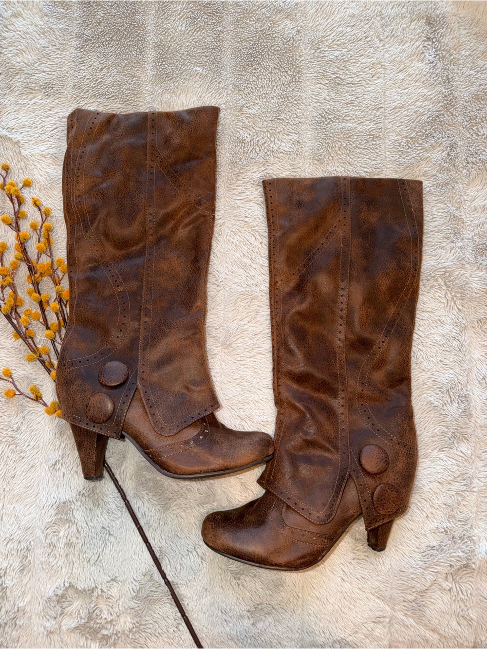 Not Rated Brown Mid-Calf Heeled Boots